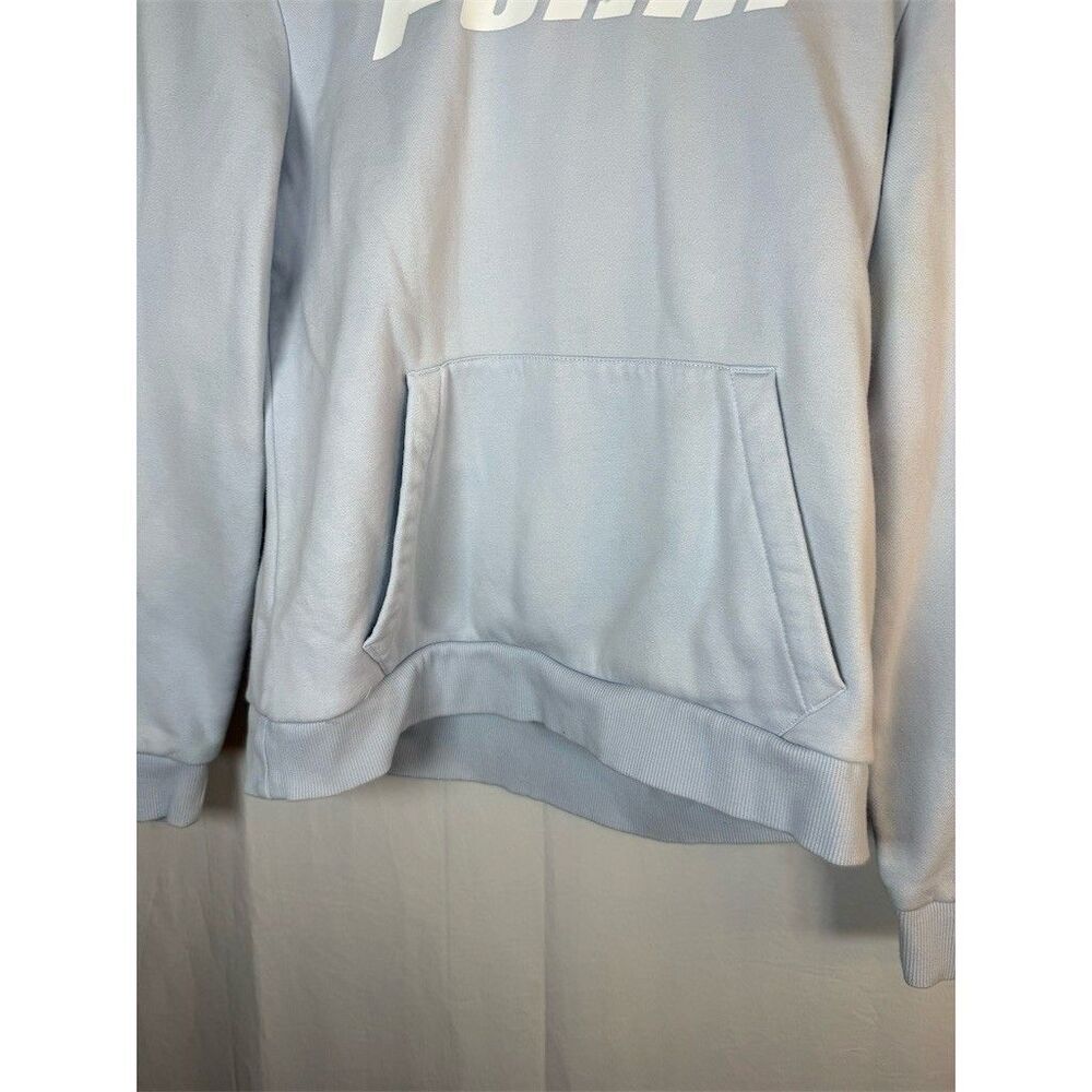 PUMA Essentials Logo Pullover Hoodie Women’s M Light Blue Fleece Lined - Picture 5 of 14